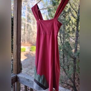 Synergy Organic Clothing Red Midi Dress With Embroidered Mountains